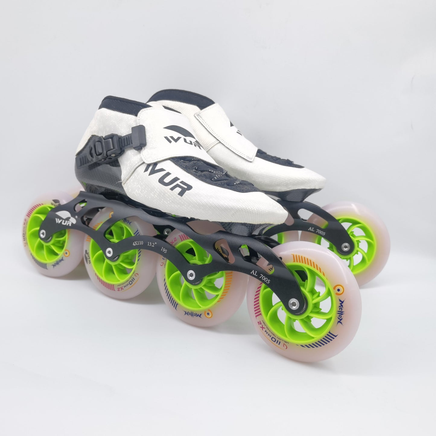 WUR Skates brand inline Speed Skates F1 black and white Color With Double Hardness Wheel