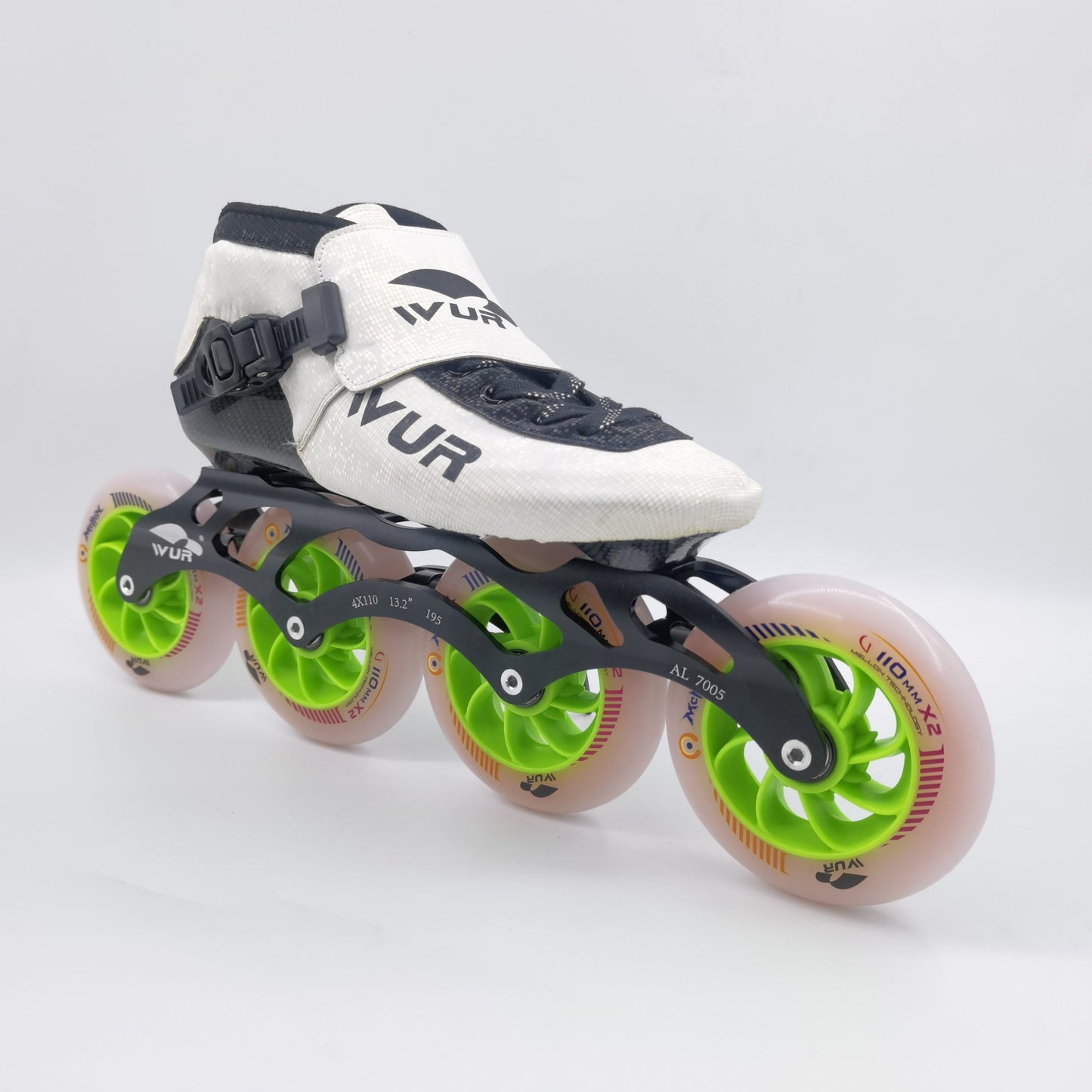 WUR Skates brand inline Speed Skates F1 black and white Color With Double Hardness Wheel